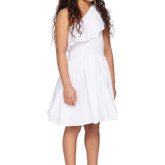 Molo Other - Molo NWT Choley Girls White One Shoulder Ruffled Dress. Organic Cotton. Size 14.